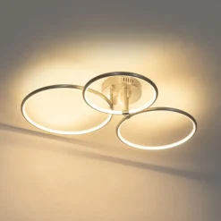 Design plafondlamp staal incl. LED 3-staps dimbaar 3-lichts - Joaniqa