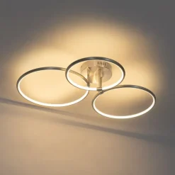 Design plafondlamp staal incl. LED 3-staps dimbaar 3-lichts - Joaniqa