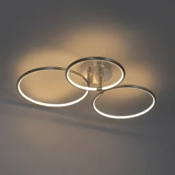 Design plafondlamp staal incl. LED 3-staps dimbaar 3-lichts - Joaniqa