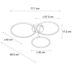 Design plafondlamp staal incl. LED 3-staps dimbaar 3-lichts - Joaniqa