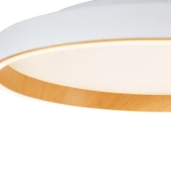 Design plafondlamp wit met hout 60cm incl. LED 3-way switch - Ingo