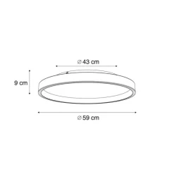 Design plafondlamp wit met hout 60cm incl. LED 3-way switch - Ingo