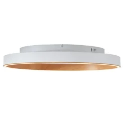 Design plafondlamp wit met hout 60cm incl. LED 3-way switch - Ingo
