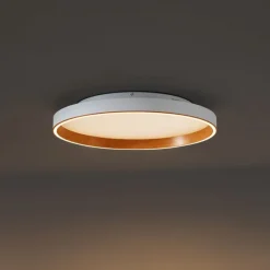 Design plafondlamp wit met hout 60cm incl. LED 3-way switch - Ingo