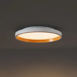 Design plafondlamp wit met hout 60cm incl. LED 3-way switch - Ingo