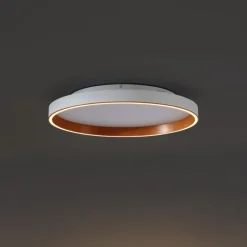 Design plafondlamp wit met hout 60cm incl. LED 3-way switch - Ingo