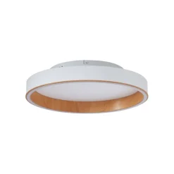 Design plafondlamp wit met hout 40cm incl. LED 3-way switch - Ingo