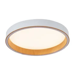 Design plafondlamp wit met hout 40cm incl. LED 3-way switch - Ingo