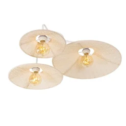 Design plafondlamp wit met stof 3-lichts - Jane