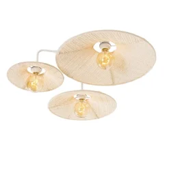 Design plafondlamp wit met stof 3-lichts - Jane