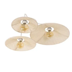 Design plafondlamp wit met stof 3-lichts - Jane