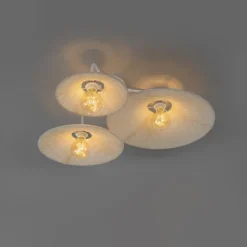 Design plafondlamp wit met stof 3-lichts - Jane
