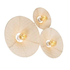 Design plafondlamp wit met stof 3-lichts - Jane