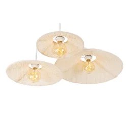 Design plafondlamp wit met stof 3-lichts - Jane