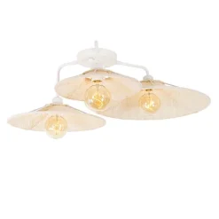 Design plafondlamp wit met stof 3-lichts - Jane