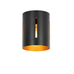 Design plafondlamp zwart met gouden binnenkant - Yana