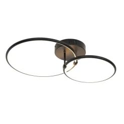 Design plafondlamp zwart incl. LED 3-staps dimbaar 2-lichts - Joaniqa
