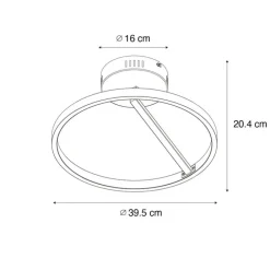 Design plafondlamp zwart incl. LED 3-staps dimbaar - Anello