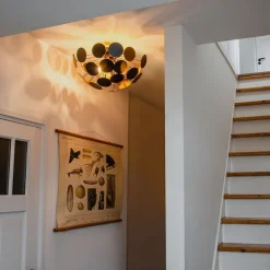 Design plafondlamp zwart met goud 54cm 3-lichts - Cerchio