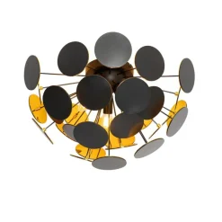 Design plafondlamp zwart met goud 54cm 3-lichts - Cerchio