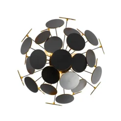 Design plafondlamp zwart met goud 54cm 3-lichts - Cerchio