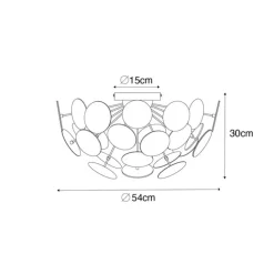Design plafondlamp zwart met goud 54cm 3-lichts - Cerchio