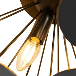 Design plafondlamp zwart met goud 54cm 3-lichts - Cerchio