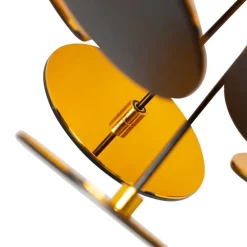 Design plafondlamp zwart met goud 54cm 3-lichts - Cerchio