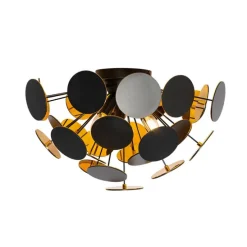 Design plafondlamp zwart met goud 54cm 3-lichts - Cerchio