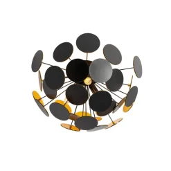 Design plafondlamp zwart met goud 54cm 3-lichts - Cerchio