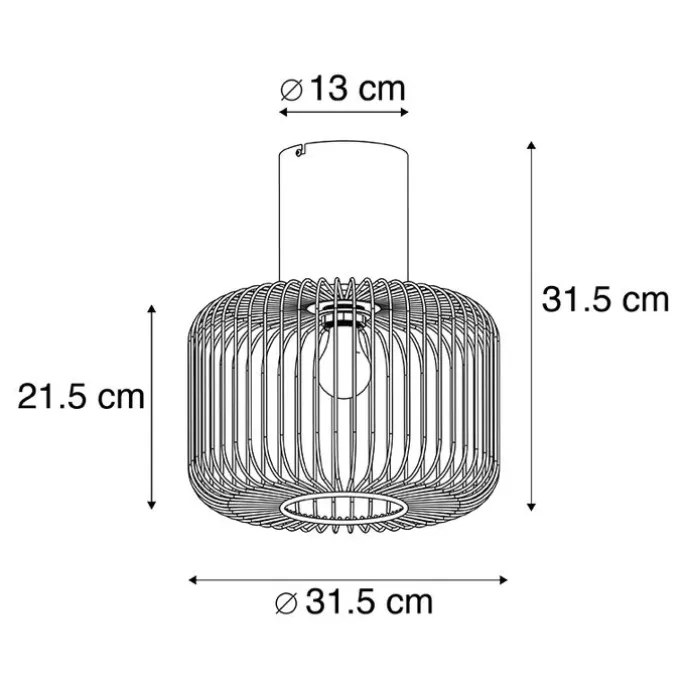 Design plafondlamp zwart draad 31,5cm - Baya