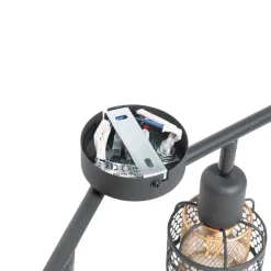 Design plafondlamp zwart met goud 4-lichts langwerpig - Noud