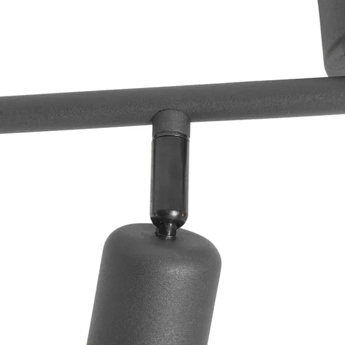 Design plafondlamp zwart met goud 4-lichts langwerpig - Noud