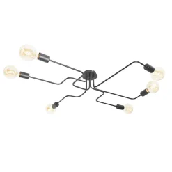 Design plafondlamp zwart 6-lichts - Facile