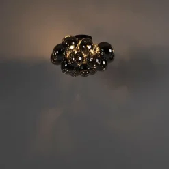 Design plafondlamp zwart met smoke glas 4-lichts - Uvas
