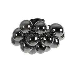 Design plafondlamp zwart met smoke glas 4-lichts - Uvas