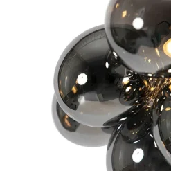 Design plafondlamp zwart met smoke glas 4-lichts - Uvas