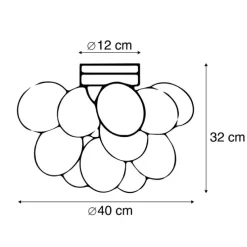 Design plafondlamp zwart met smoke glas 4-lichts - Uvas