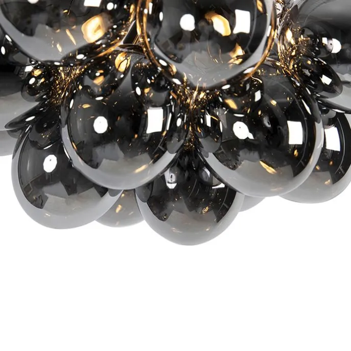 Design plafondlamp zwart met smoke glas 4-lichts - Uvas