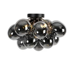 Design plafondlamp zwart met smoke glas 4-lichts - Uvas