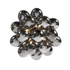 Design plafondlamp zwart met smoke glas 4-lichts - Uvas