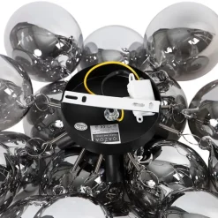 Design plafondlamp zwart met smoke glas 4-lichts - Uvas