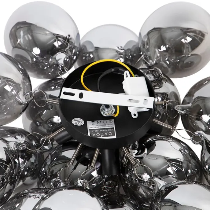 Design plafondlamp zwart met smoke glas 4-lichts - Uvas