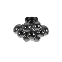 Design plafondlamp zwart met smoke glas 3-lichts - Uvas