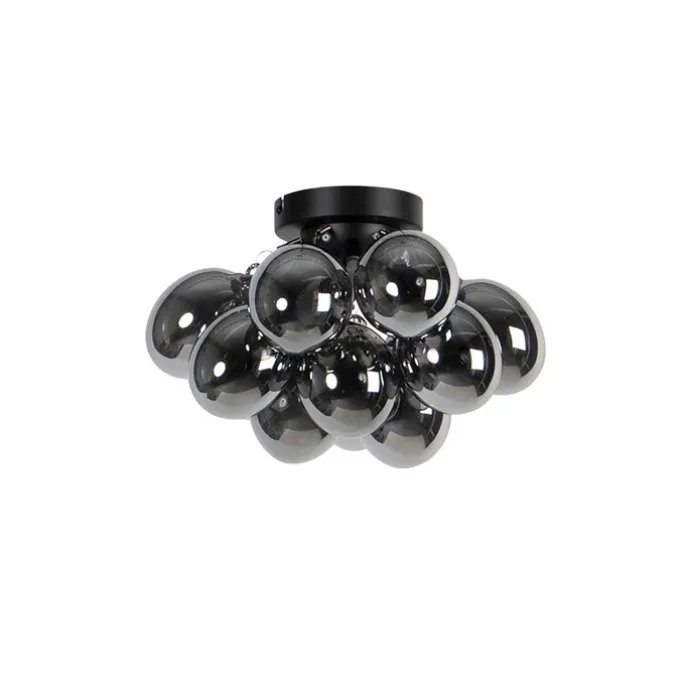 Design plafondlamp zwart met smoke glas 3-lichts - Uvas