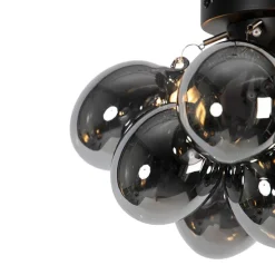 Design plafondlamp zwart met smoke glas 3-lichts - Uvas