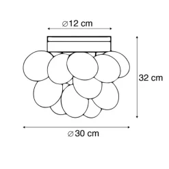 Design plafondlamp zwart met smoke glas 3-lichts - Uvas