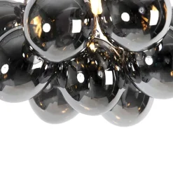 Design plafondlamp zwart met smoke glas 3-lichts - Uvas