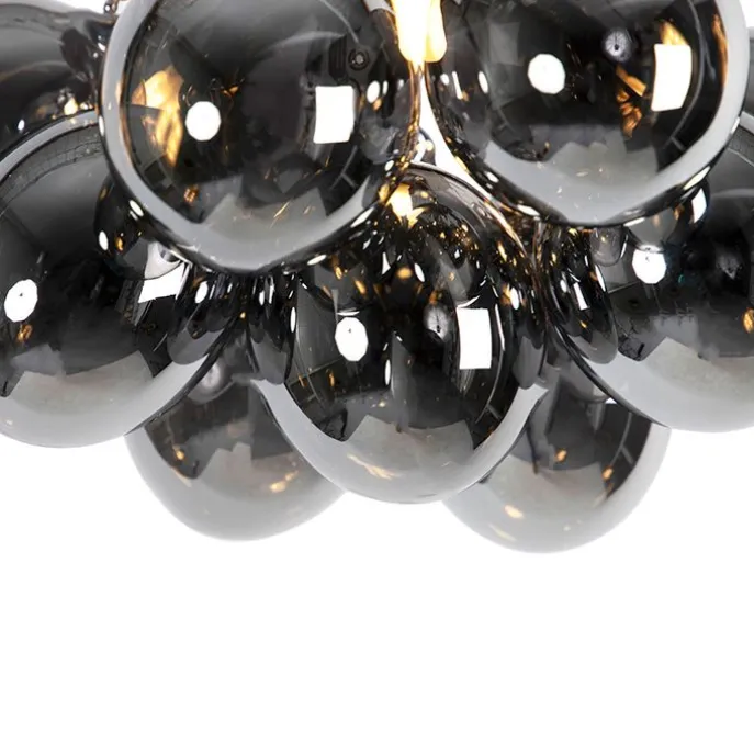 Design plafondlamp zwart met smoke glas 3-lichts - Uvas