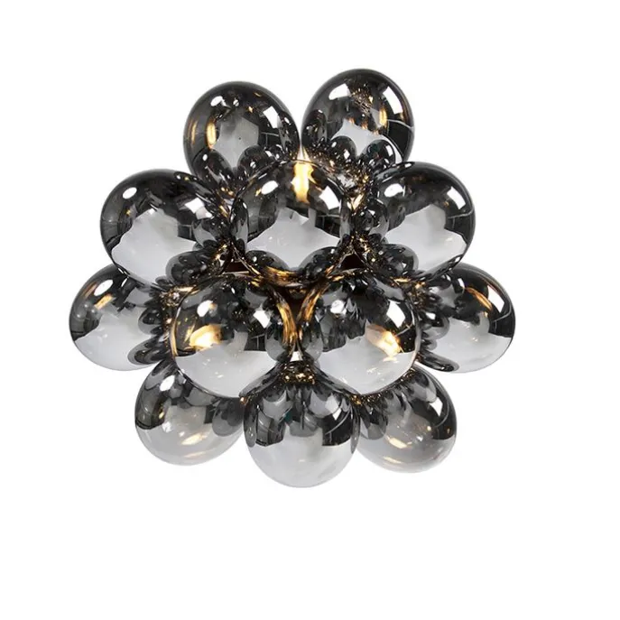 Design plafondlamp zwart met smoke glas 3-lichts - Uvas